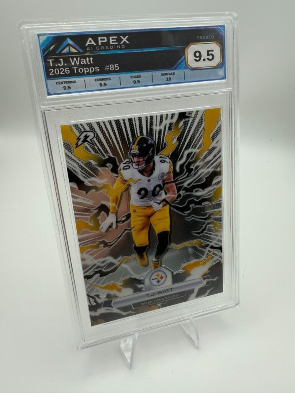 2026 Topps #85 T.J Watt Pittsburgh Steelers APEX AI Graded 9.5